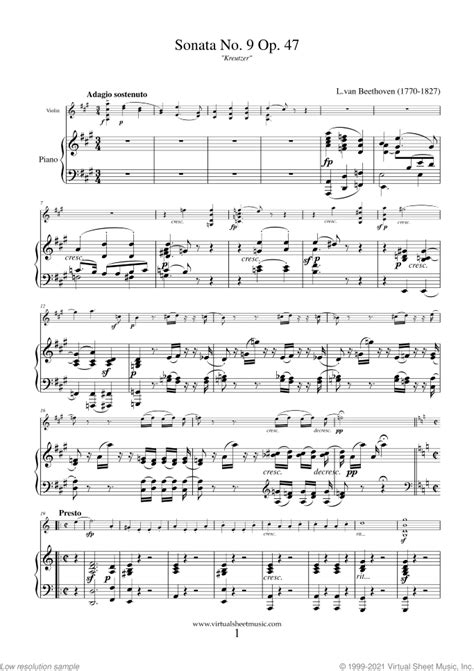 Sonata For Piano And Violin In A Major Op. 47 (Kreutzer-Sonata)